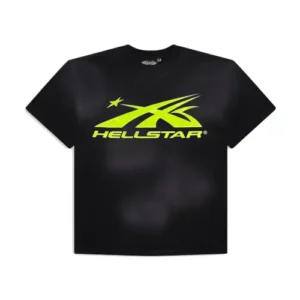 Black and Light Green Hellstar Sports Core Gel Logo T-shirt