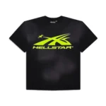 Black and Light Green Hellstar Sports Core Gel Logo T-shirt