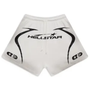 White and Black Hellstar Warm-Up Shorts