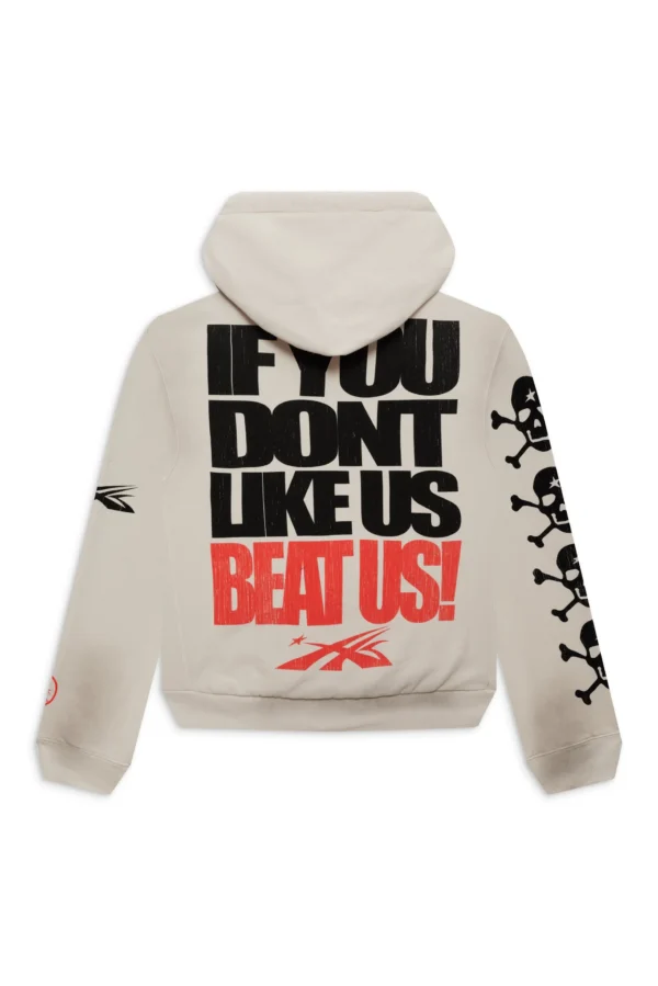 Hellstar If You Dont Like Us Beat Us Hoodie Grey